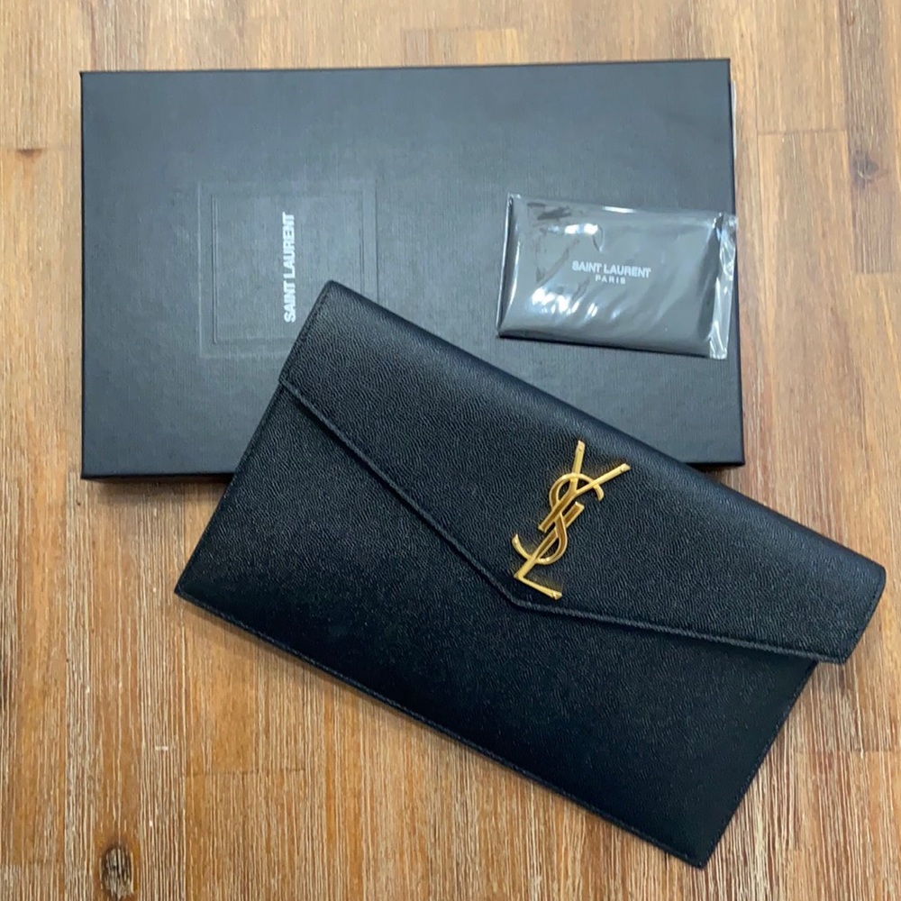 YSL Black Envelope Clutch
